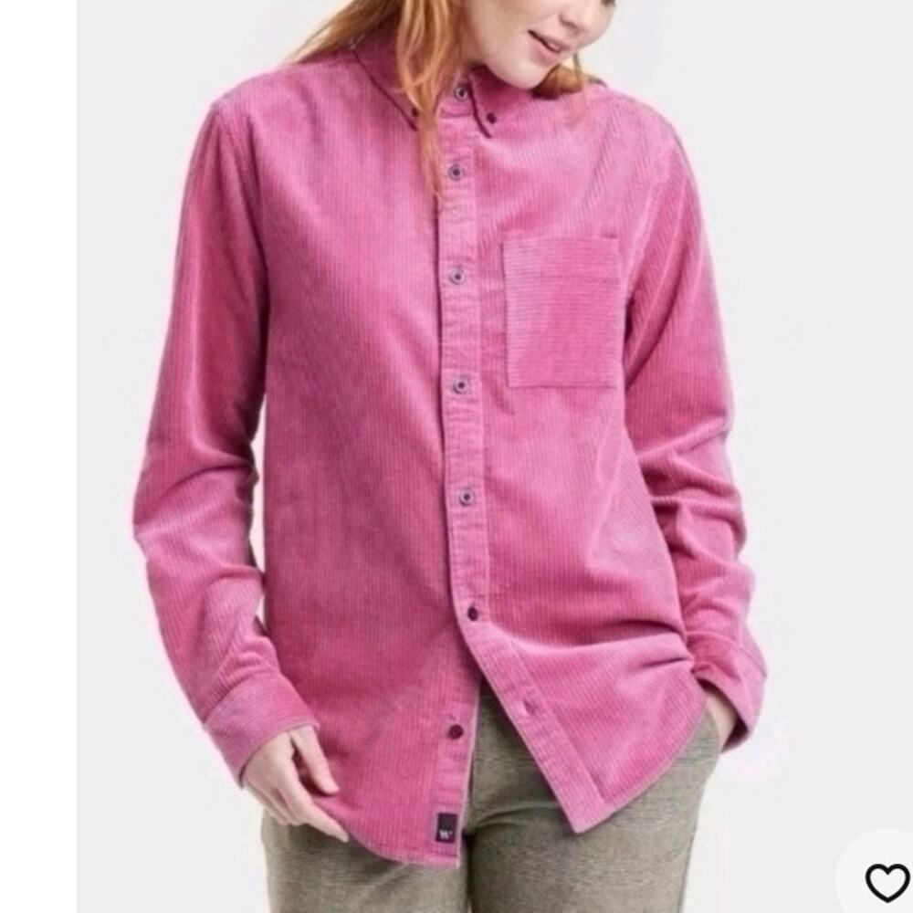 Houston White x Target Womens Sz L Corduroy Long Sleeve Button-Down Shirt Pink